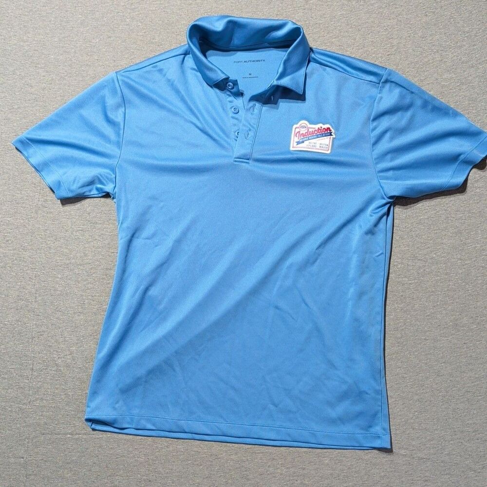 Port Authority Golf Shirt Medium Blue MLB Baseball 2024 Hall Of Fame Induction